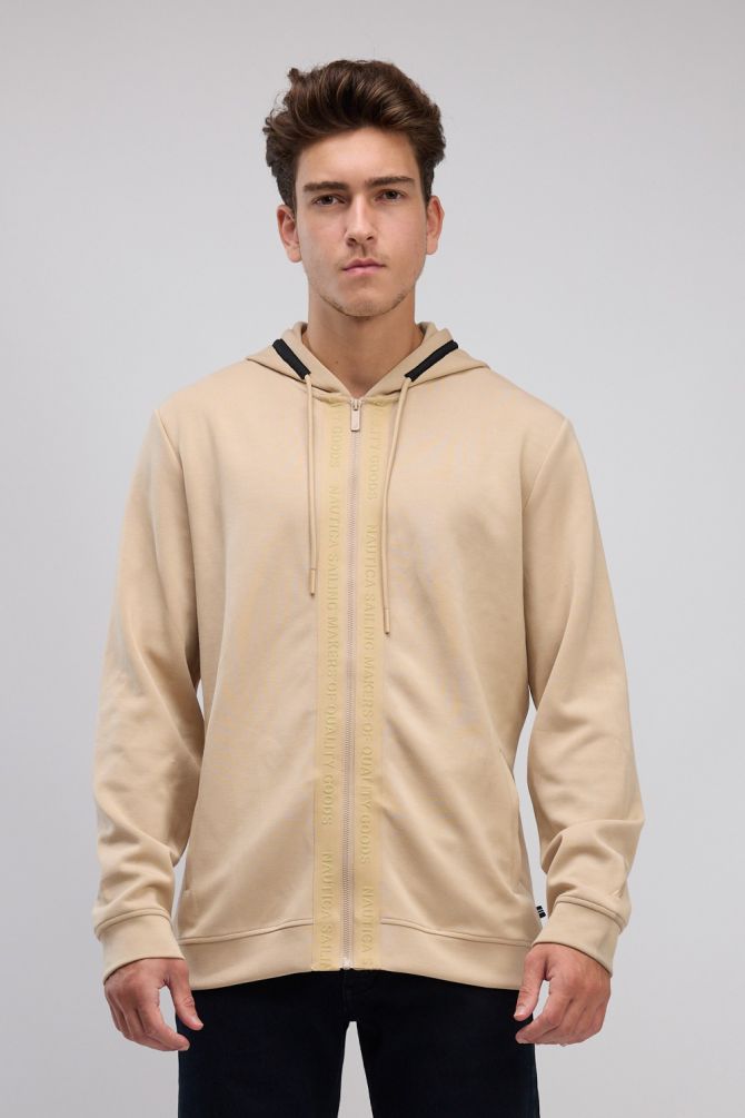 סווטשירט עם קפוצ’ון ורוכסן מלא Nautica לגברים