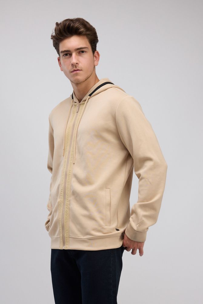 סווטשירט עם קפוצ’ון ורוכסן מלא Nautica לגברים