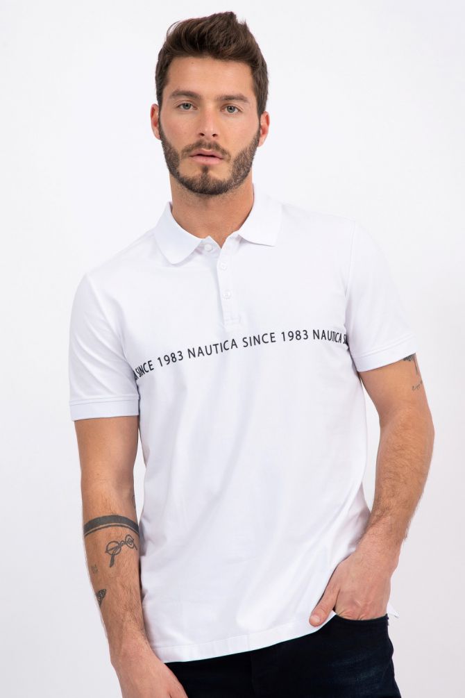חולצת פולו עם כיתוב תלת מימד nautica since 1983