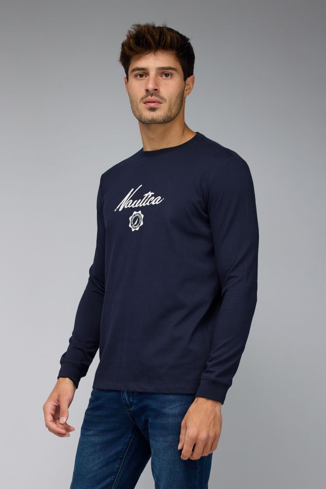 טי שירט ארוכה עם הדפס Nautica לגברים