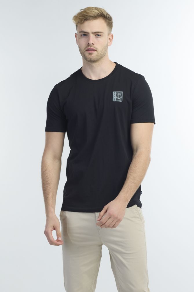 טי שירט צווארון עגול עם לוגו עוגן