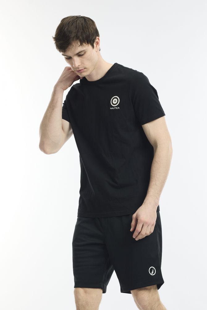 טי שירט צווארון עגול עם לוגו גלגל