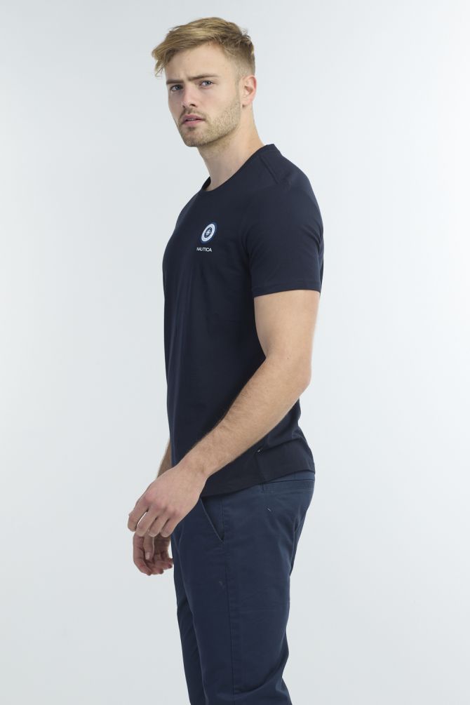 טי שירט צווארון עגול עם לוגו גלגל