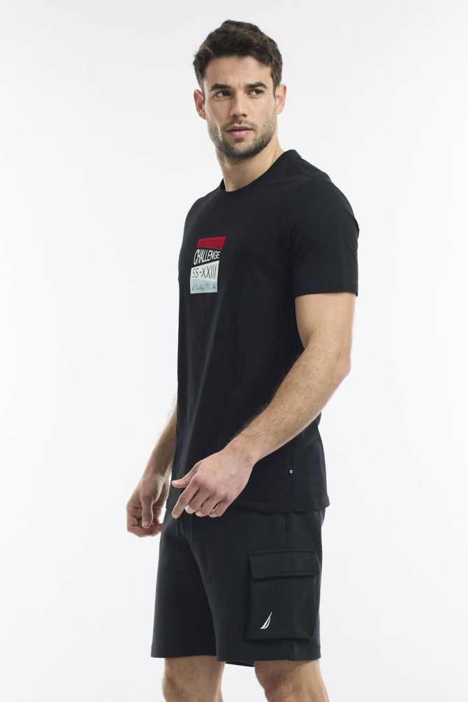 טי שירט צווארון עגול עם לוגו צ’לנג’