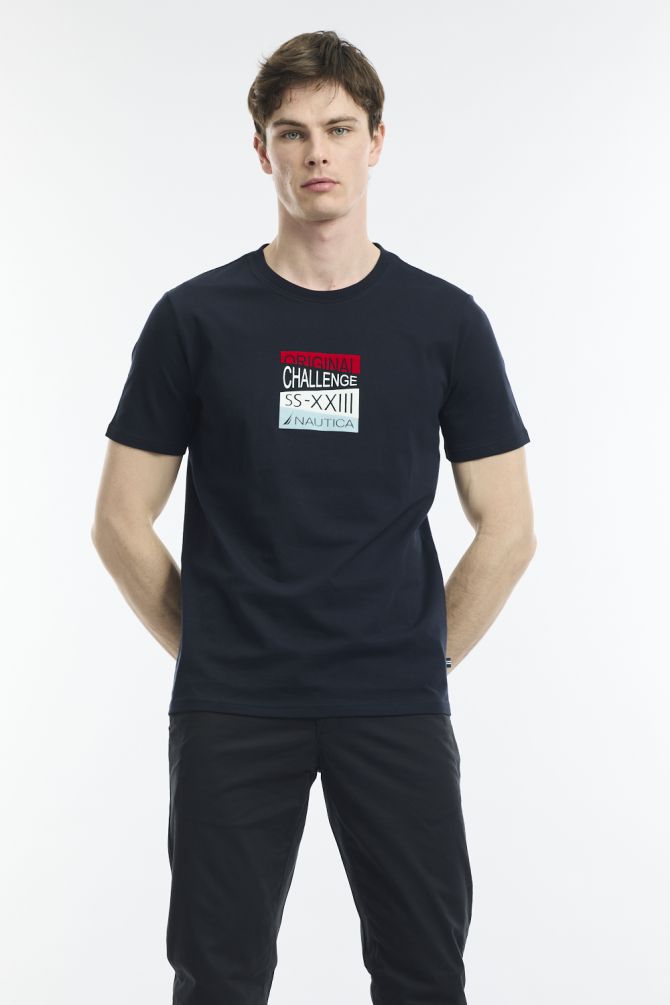 טי שירט צווארון עגול עם לוגו צ’לנג’