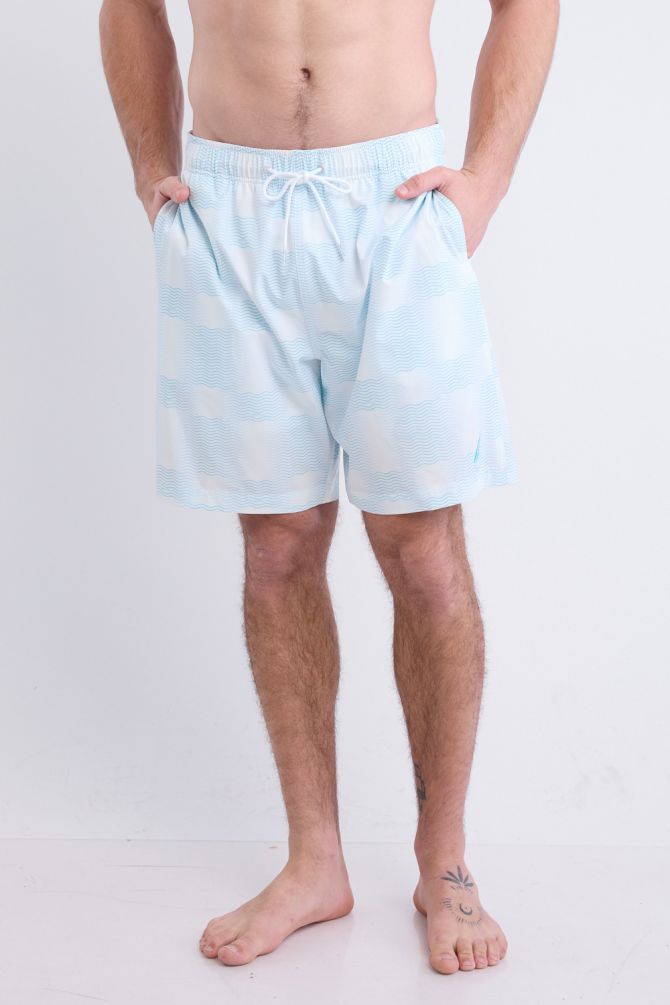 מכנסי בגד ים Nautica לגברים עם דוגמא ולוגו רקום