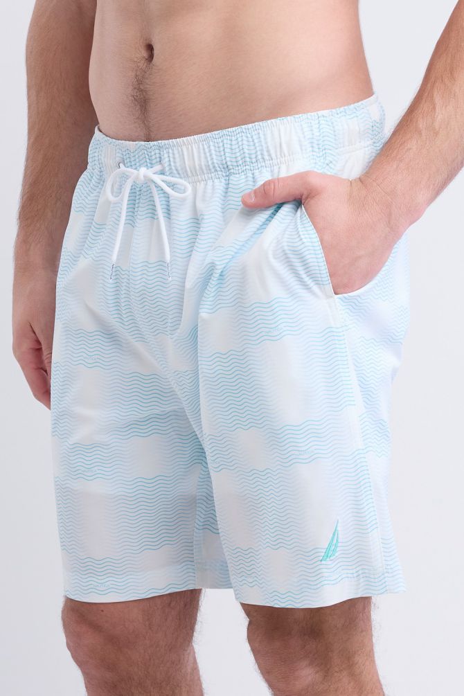 מכנסי בגד ים Nautica לגברים עם דוגמא ולוגו רקום