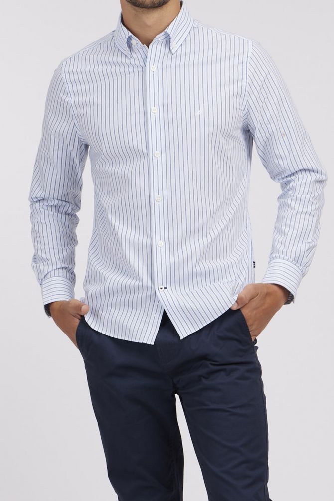 חולצה מכופתרת פסים SLIM FIT סטרץ’