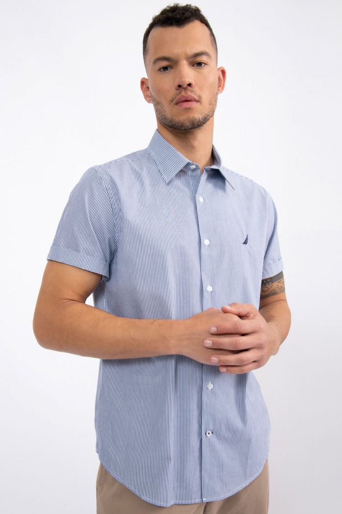 חולצה מכופתרת פסים CLASSIC FIT עם שרוולים קצרים