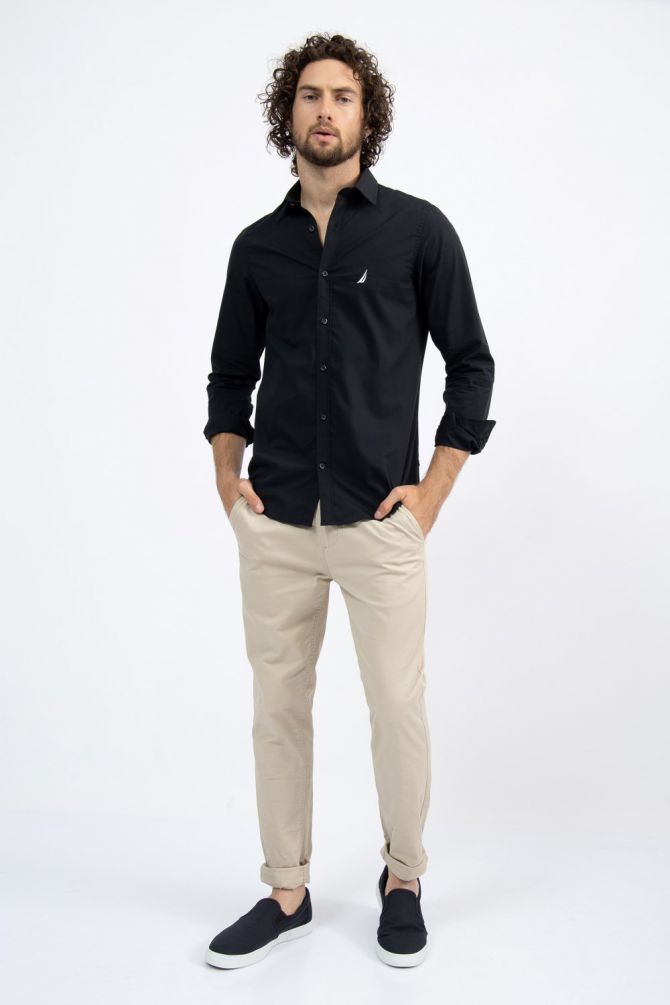 חולצה מכופתרת TAILORED FIT מבד רך