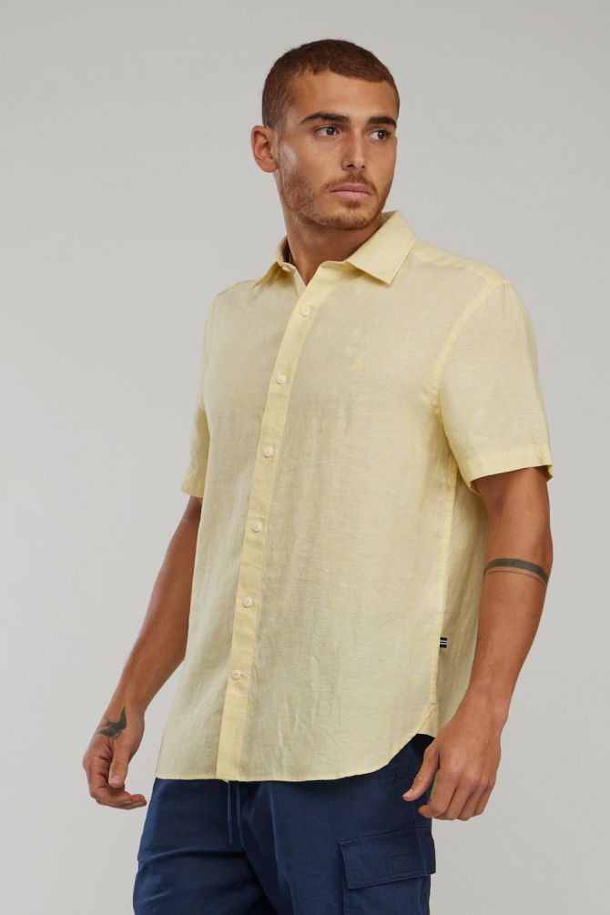 חולצה מכופתרת עם שרוולים קצרים ולוגו Nautica לגברים