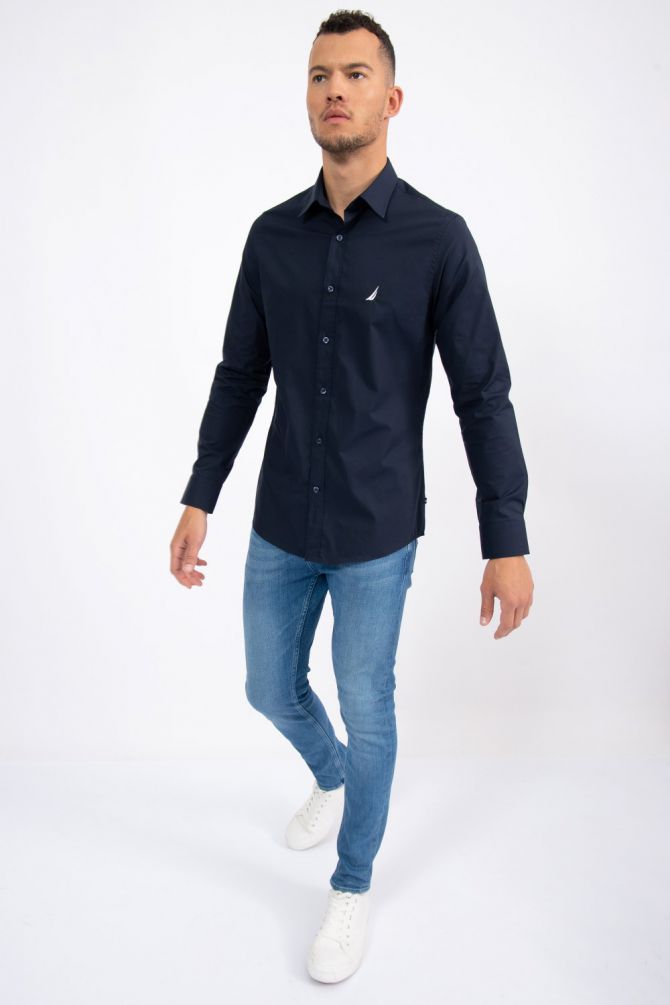 חולצה מכופתרת לגברים TAILORED FIT עם לוגו Nautica