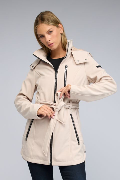 מעיל ארוך Nautica עם קפוצ’ון וחגורה לנשים