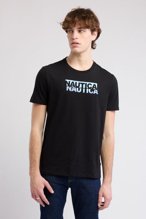 טי שירט קצרה עם הדפס Nautica לגברים