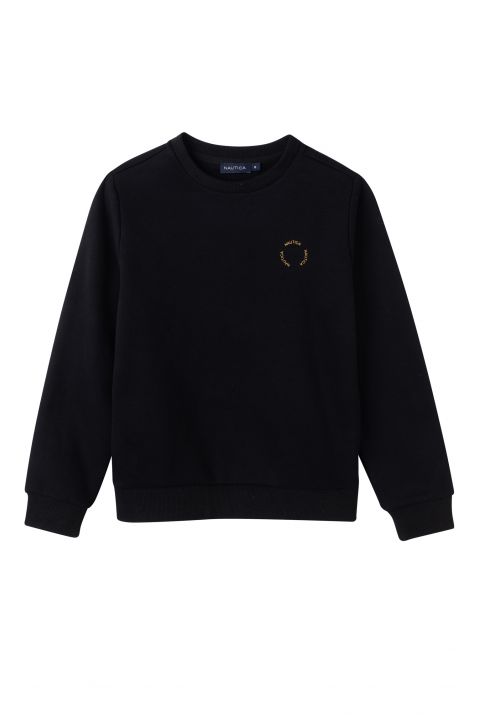 סווטשירט חלק עם לוגו עיגול לילדים