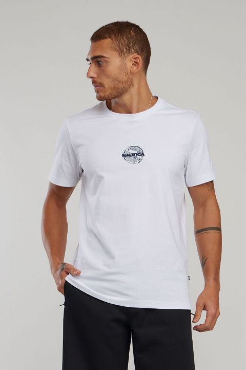 טי שירט עם שרוולים קצרים והדפס Nautica לגברים