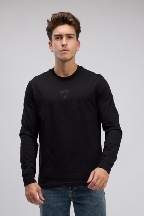 טי שירט ארוכה עם לוגו Nautica רקום לגברים