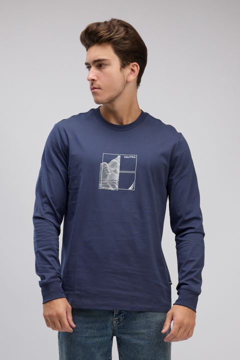 טי שירט שרוול ארוך עם הדפס לגברים