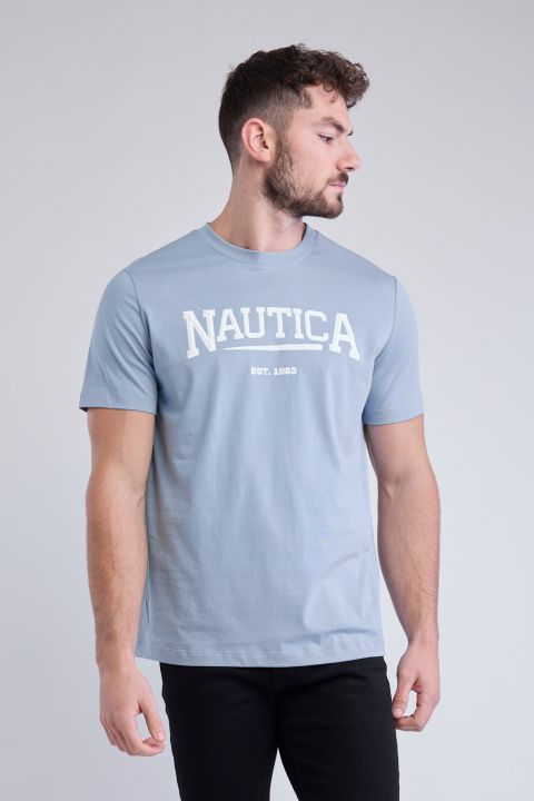 טי שירט עם שרוולים קצרים והדפס Nautica לגברים