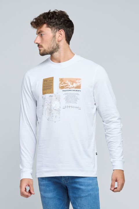 חולצת טי שירט ארוכה עם הדפס ”SAILBOATS” לגבר