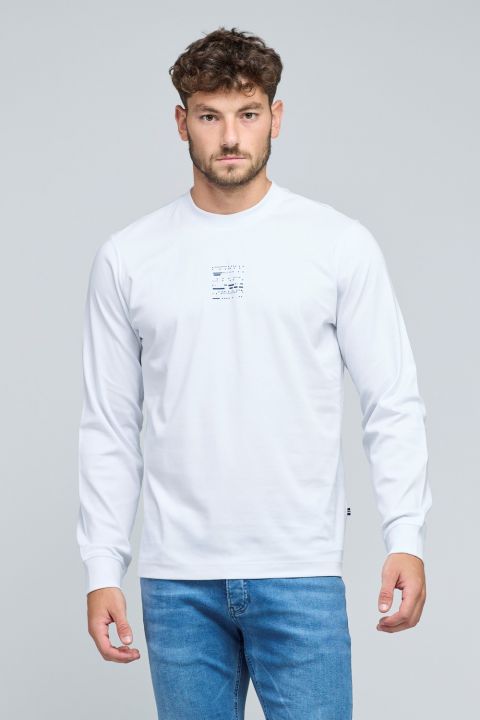 חולצת טי שירט ארוכה עם הדפס ”כתב מורס” לגברים