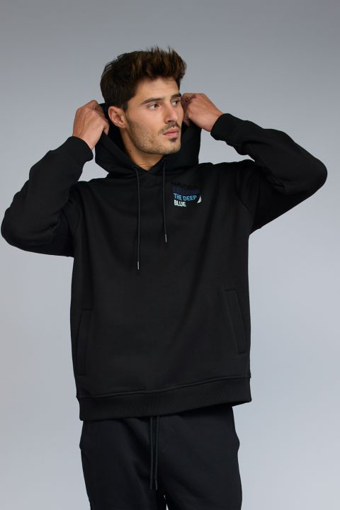 סווטשירט Nautica עם הדפס וקפוצ’ון לגברים