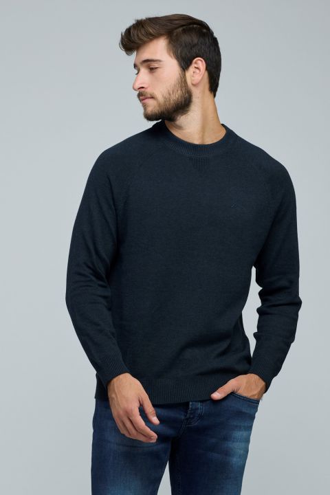 סוודר נאוטיקה לגברים עם צווארון רחב ועגול מבד פרימיום