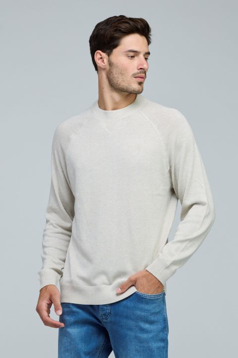 סוודר נאוטיקה לגברים עם צווארון רחב ועגול מבד פרימיום