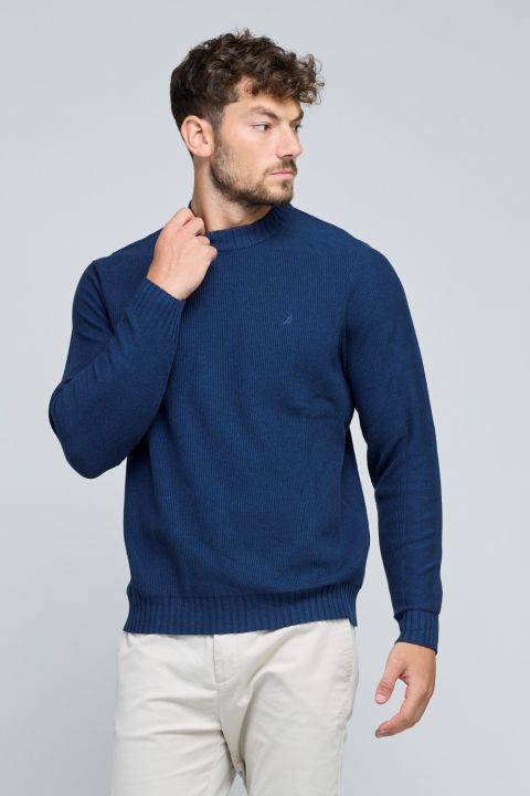 סוודר נאוטיקה לגברים עם צווארון עגול