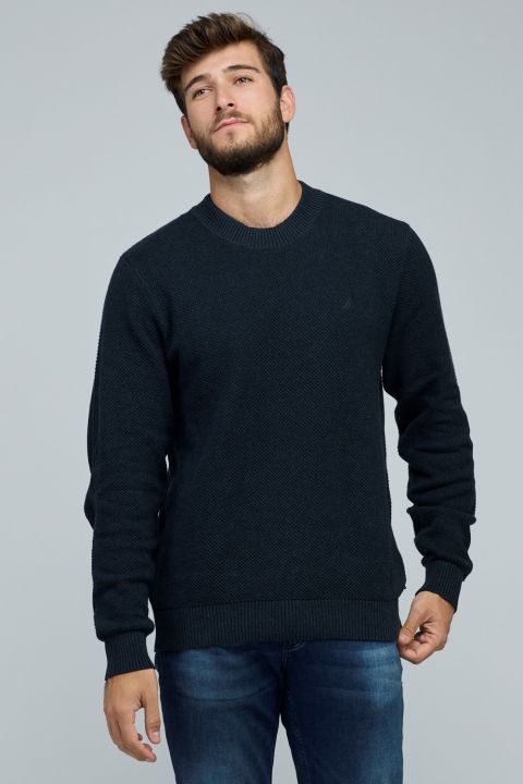 סוודר מסוגנן עם צווארון רחב ועגול לגברים