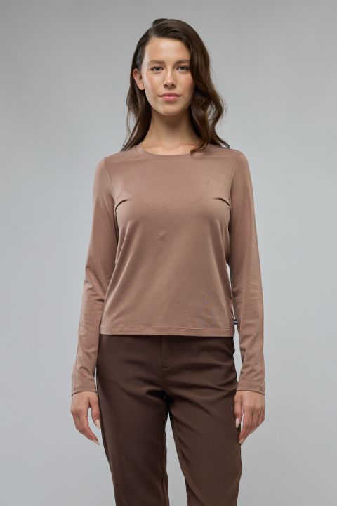 טי שירט בייסיק עם צווארון עגול לנשים