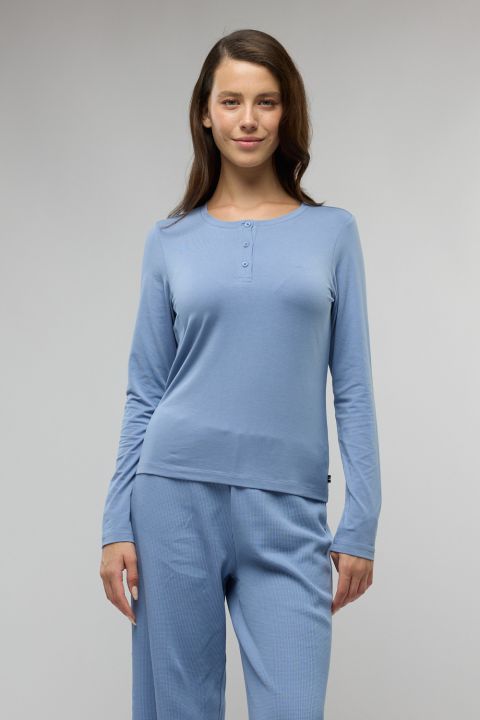 חולצת פולו Nautica ללא צווארון ושרוול ארוך לנשים