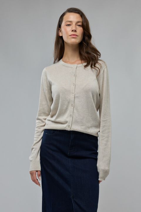 סריג קרדיגן עם כפתורים ולוגו רקום לנשים