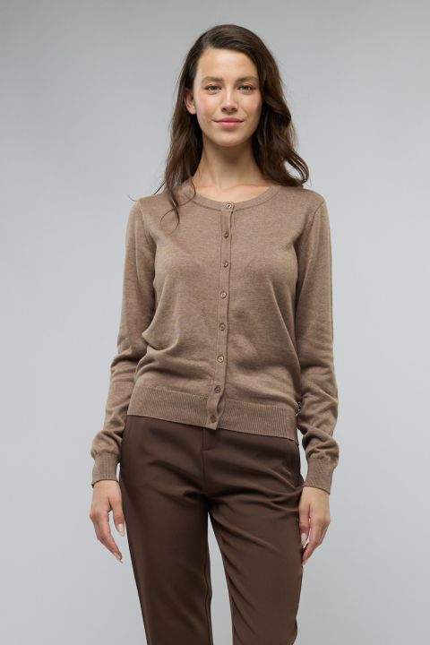 סריג קרדיגן עם כפתורים ולוגו רקום לנשים