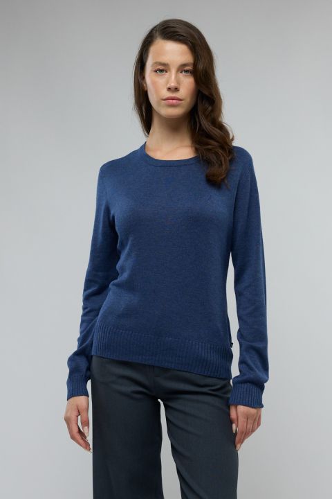 סריג צווארון עגול ולוגו רקום לנשים