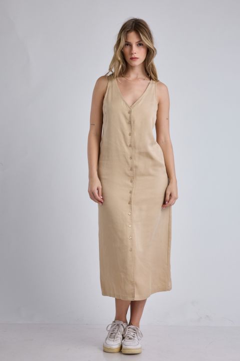 שמלת מידי Nautica עם כפתורים לנשים