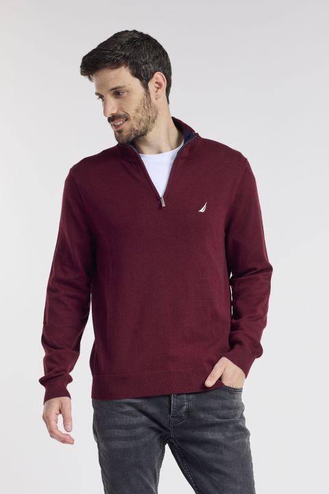 סריג חלק רוכסן בצווארון