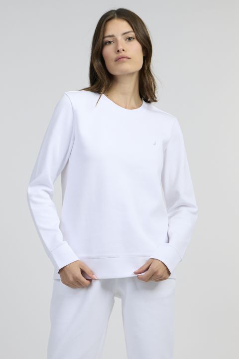 סווטישירט חלק עם רקמת לוגו