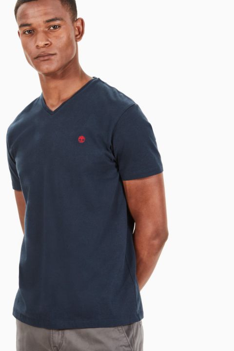 טי שירט לגבר עם צווארון V מבד ג’רסי SLIM FIT