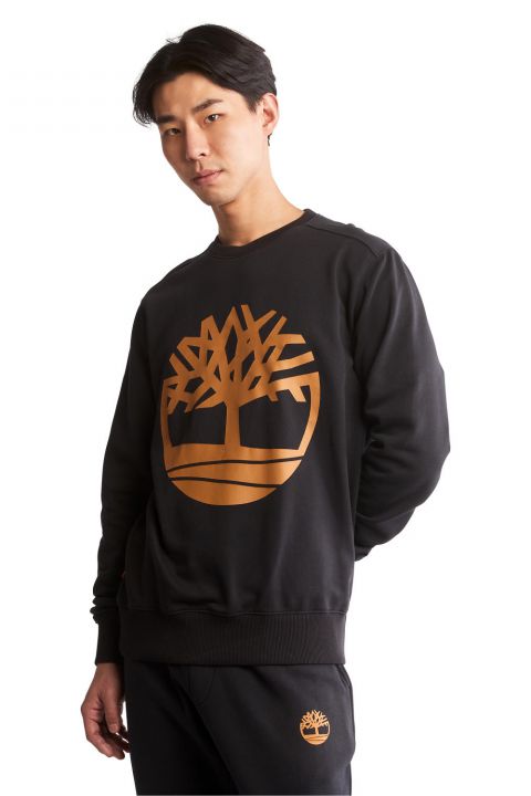 סווטשירט עם הדפס לוגו עץ בחזית
