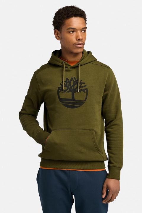 סווטשירט עם כובע קפוצ’ון והדפס לוגו עץ