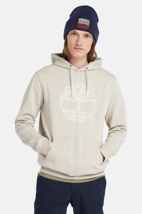 סווטשירט עם כובע קפוצ’ון והדפס לוגו עץ