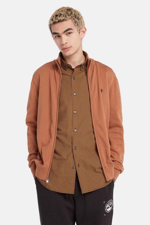 סווטשירט עם רוכסן מלא ולוגו רקום