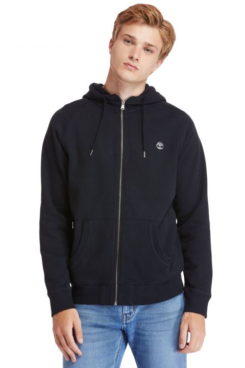 סווטשירט עם כובע ורוכסן מלא