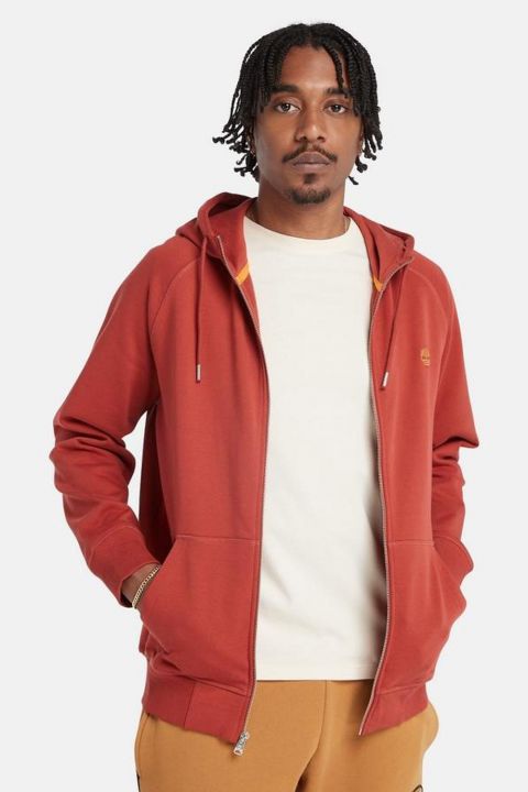 סווטשירט עם כובע ורוכסן מלא