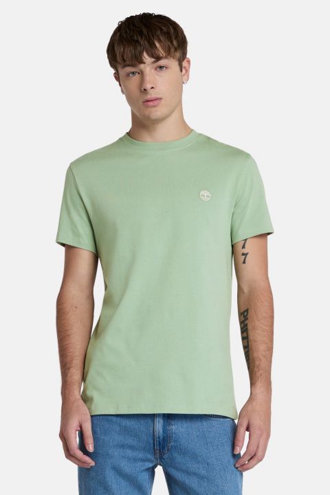 טי שירט ג’רסי מפתח עגול עם רקמת לוגו