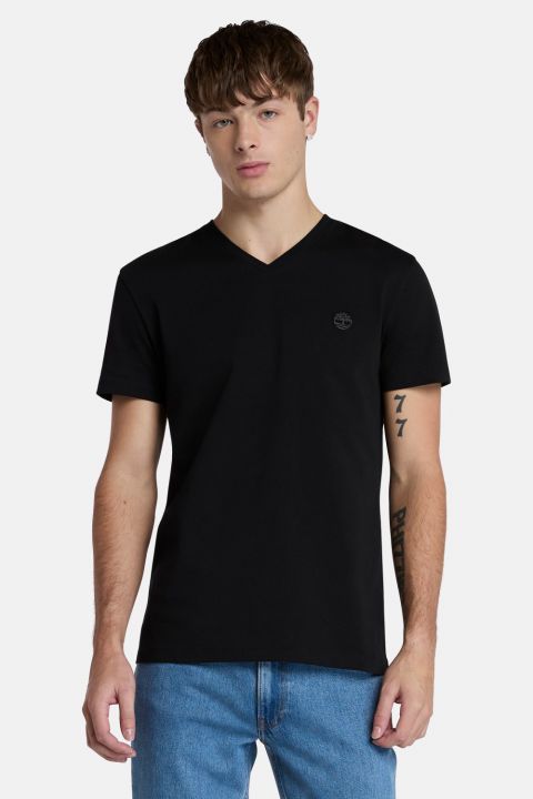 טי שירט ג’רסי מפתח וי עם רקמת לוגו