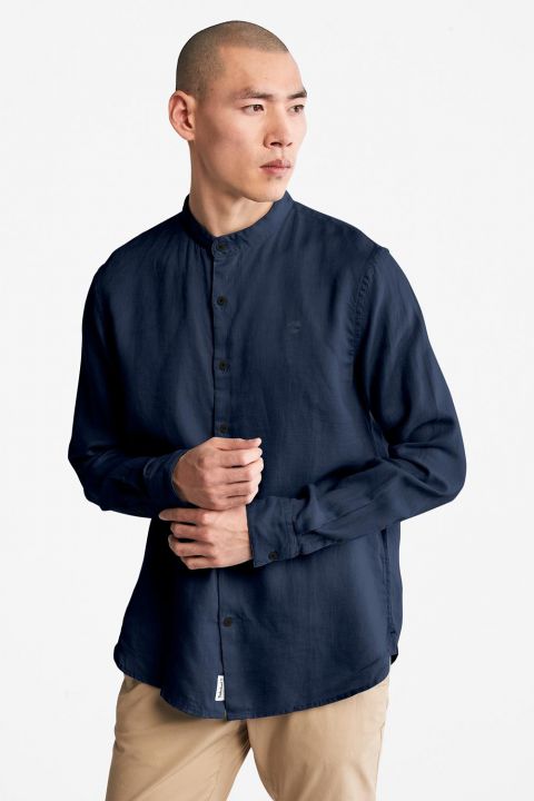 חולצת פשתן MILL BROOK עם צווארון סיני לגברים