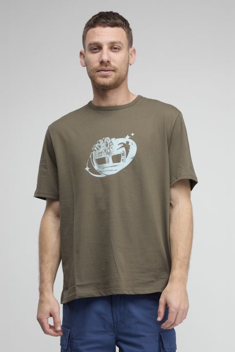 טי שירט Timberland עם הדפס לוגו משופשף לגברים