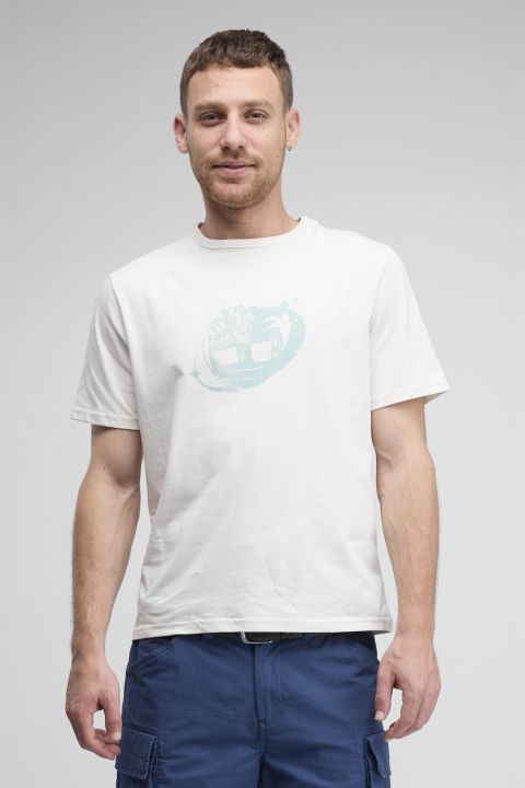 טי שירט Timberland עם הדפס לוגו משופשף לגברים